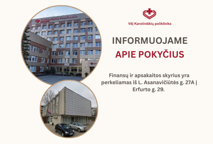  Finansų ir apskaitos skyrius perkeliamas į Erfurto g. 29, Vilnius