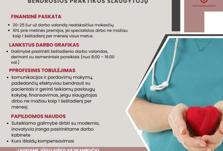 Kviečiame prie mūsų komandos jungtis šeštadieniais paslaugas teiksiančius bendrosios praktikos slaugytojus
